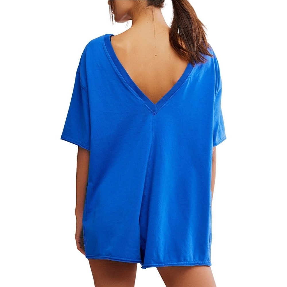 Free People Movement Hot Shot Tee Romper S. ELECTRIC SHOCK (Royal Blue) NWT - Picture 2 of 11
